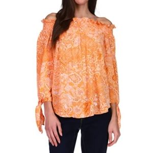 MICHAEL Michael KorsWomen's Off the Shoulder Tie Sleeve Paisley Top